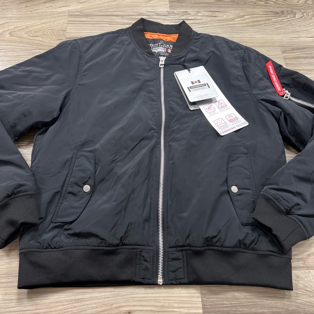 Point Zero Aviator Bomber Jacket Quadruple Insulation Black Men Large $187 NWT